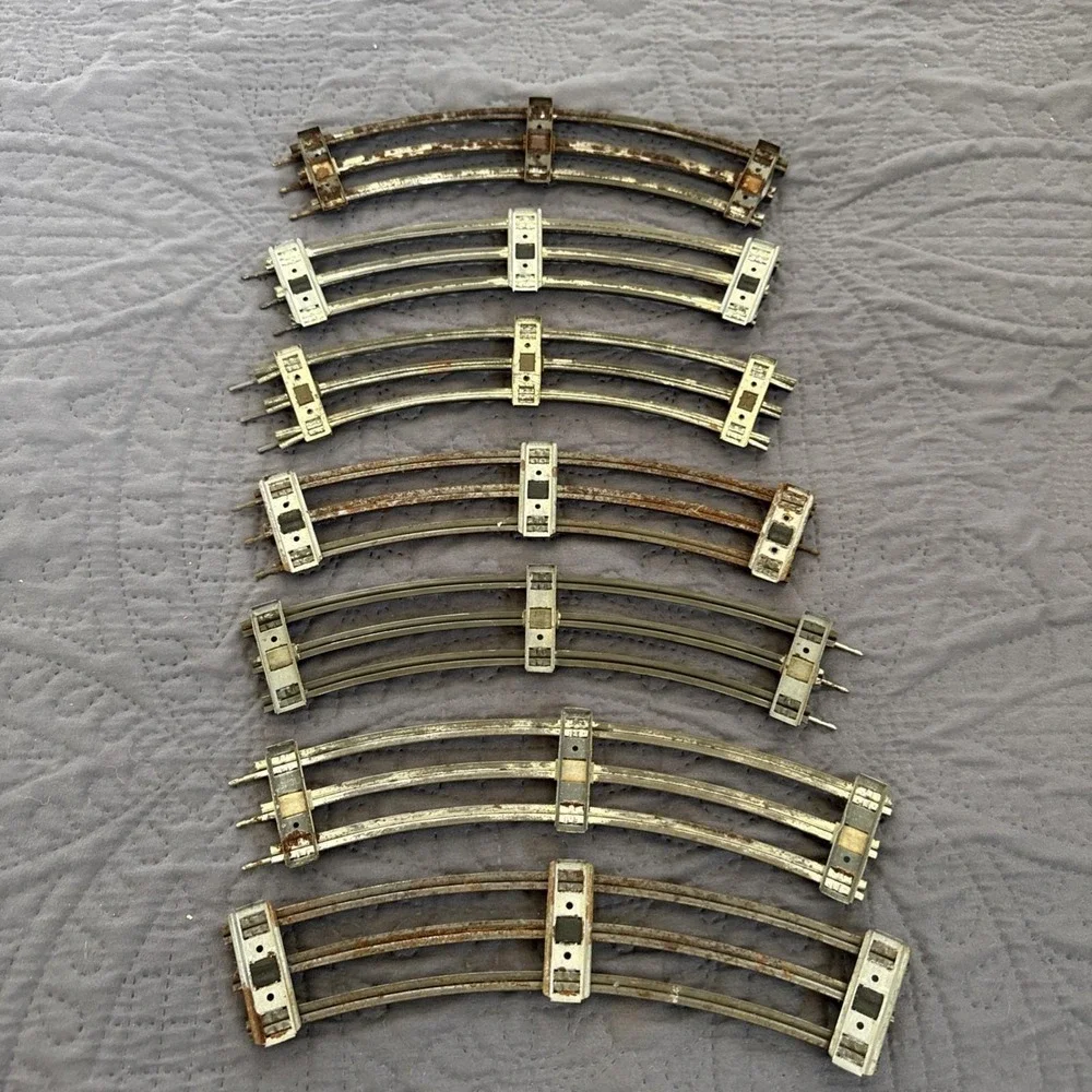 Vintage Lot Lionel 027 Gauge Train Track 7 Curved Metal Railroad Tracks